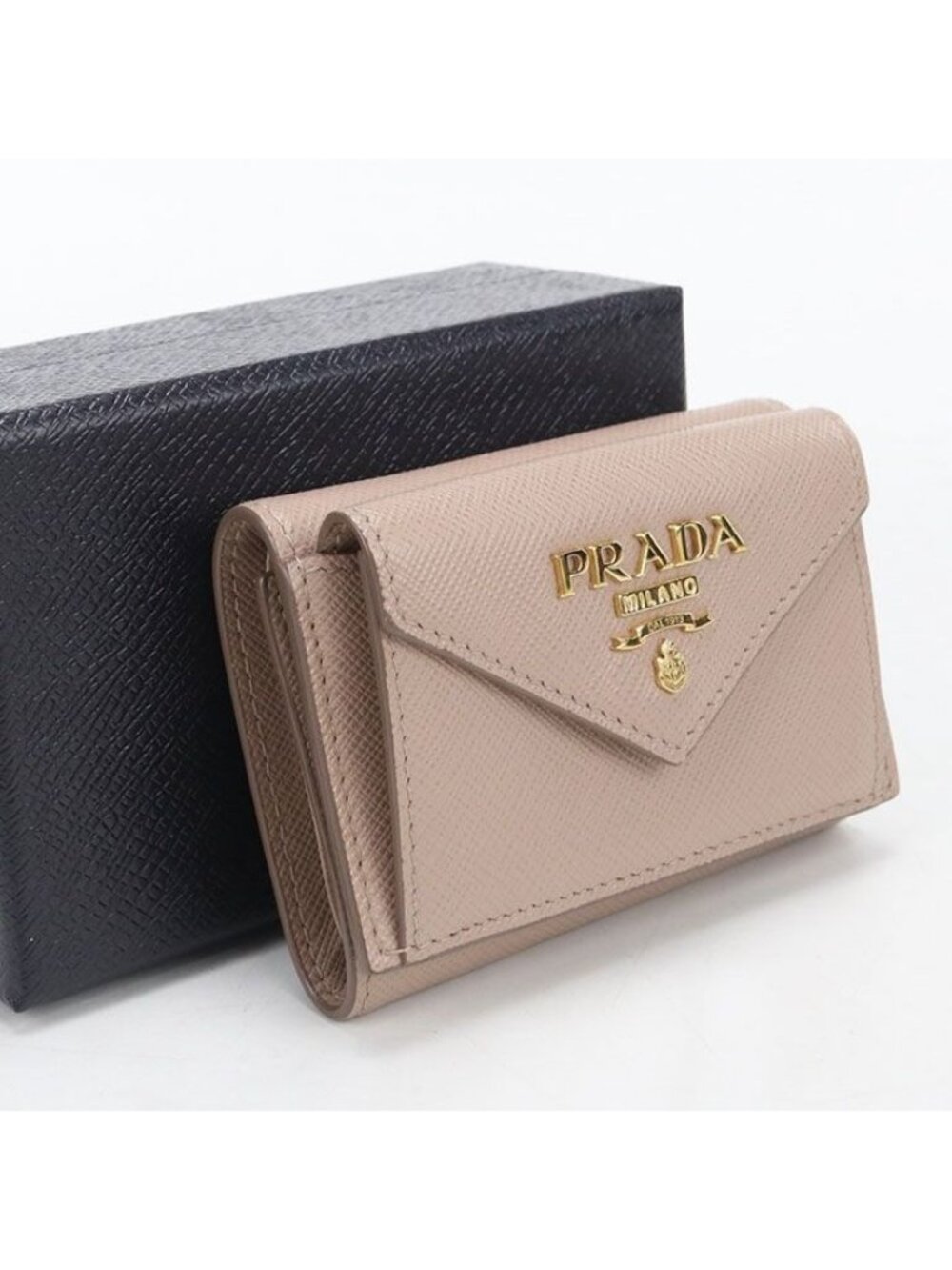 Prada Saffiano Leather Trifold Wallet Calfskin
